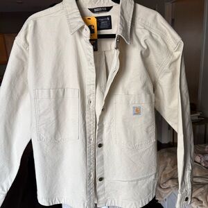 Carhartt Off-White Canvas Chore Jacket with Patch Pockets